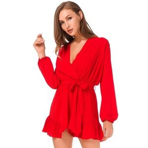 red long romper